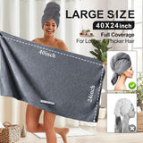 2 pieces - Microfiber Hair Towel - Microfiber Drying Towels - Microfiber towels - Hair Drying Towel - Hair Towel - Fast-drying Headscarf - wet hair towels - dry hair towels - for wet hair, showering and make-up - 100*60 cm - pink, grey