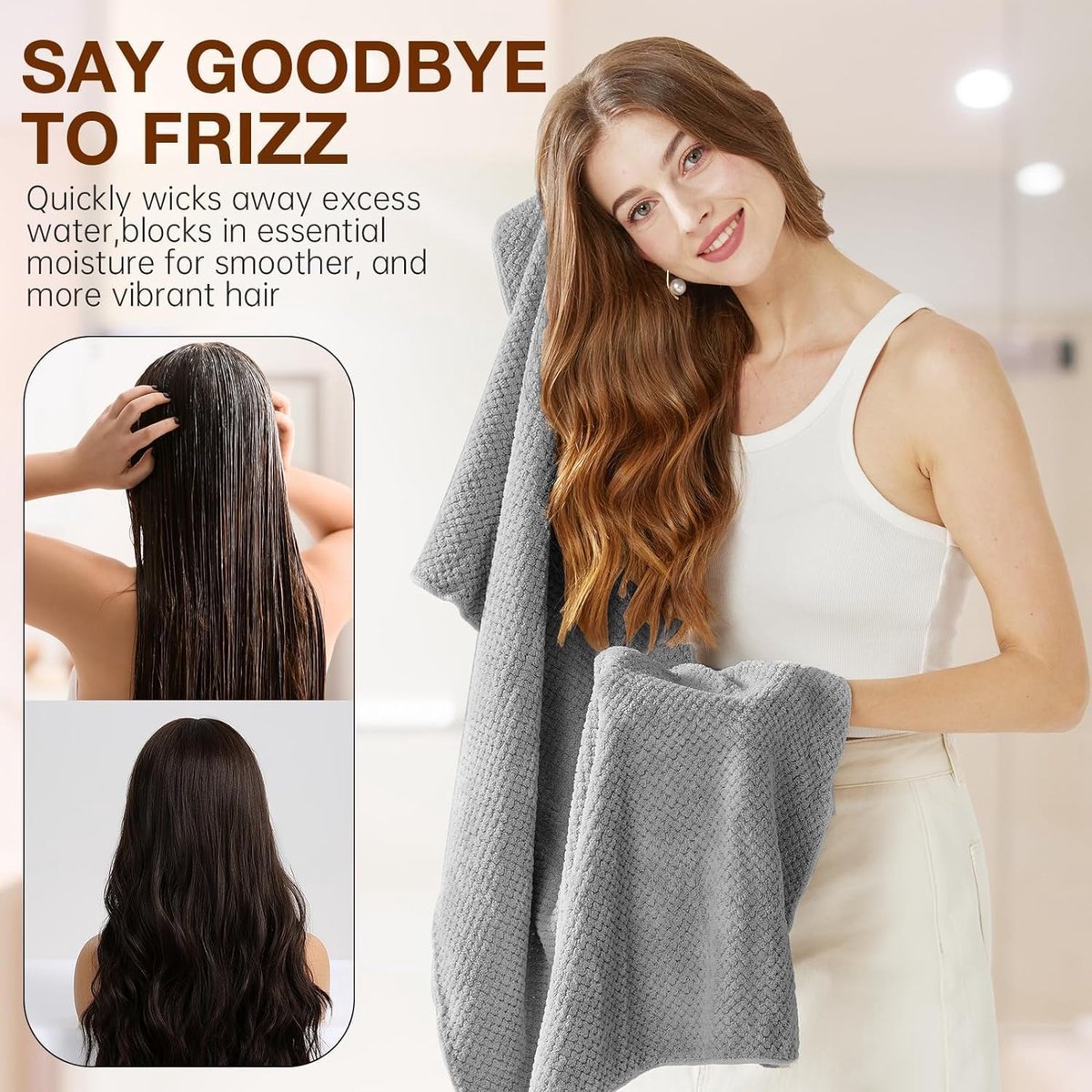 2 pieces - Microfiber Hair Towel - Microfiber Drying Towels - Microfiber towels - Hair Drying Towel - Hair Towel - Fast-drying Headscarf - wet hair towels - dry hair towels - for wet hair, showering and make-up - 100*60 cm - pink, grey