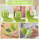 Garlic press - garlic chopper - Garlic Press - Suitable for Garlic - Manual Garlic Press - kitchen gadget press - Garlic presses - storage container - Ginger press - stainless steel knife cutter - crusher - for home and camping - Green