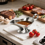 Gravy boat - 1 piece - Sauce boat - Sauciere - Dipping bowls - stainless steel sauce boat - with pouring spout and handle - serving dish - kitchen utensil - for salad dressings, coffee, milk, broth and black pepper - 14*6*5.3 cm - silver