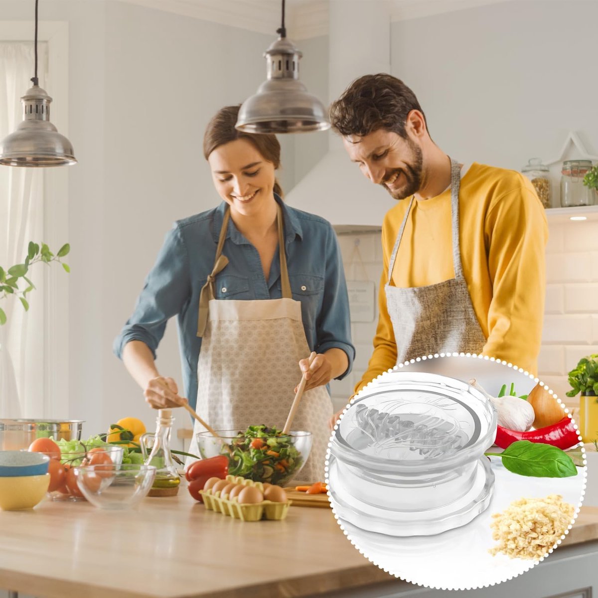 Garlic mill - Garlic twister - Garlic press - Ginger press - Garlic Press - Spice mill - garlic tool - manual garlic press - with storage jar - quick meal preparation - kitchen utensils - kitchen tools - 8*8*4 cm - transparent