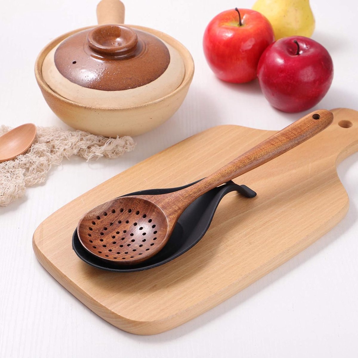 2 pieces - Spoon holder - Spoon rest - Spoon mat - Kitchen spoon holder - Kitchen utensil holder - Kitchen utensils - multifunctional spoon holder - for storing spatulas, ladles and cutlery - for kitchen, home, dining room - 20*10 cm - black