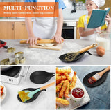 2 pieces - Spoon holder - Spoon rest - Spoon mat - Kitchen spoon holder - Kitchen utensil holder - Kitchen utensils - multifunctional spoon holder - for storing spatulas, ladles and cutlery - for kitchen, home, dining room - 20*10 cm - black
