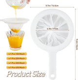 4 pieces - Filter screen - nylon fine sieve with handle - 100/200/300/400 mesh - food filter - fine mesh filter - plastic kitchen sieve - fine mesh sieve - for filtering juice, milk, wine, coffee - white - 14.5*24 cm
