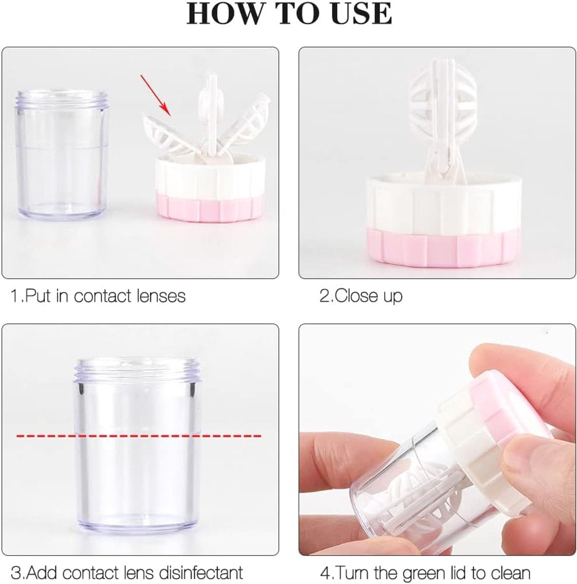 Lens case - 10 pieces - Contact lens holder - lens cleaning container - portable contact lens cleaner - contact lens cleaner - contact lens container cleaner - contact lens case - plastic - Manual contact lens cleaner - Travel storage set