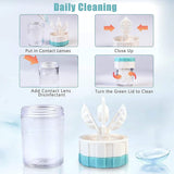 Lens case - 4 pieces - Contact lens holder - lens cleaning container - portable contact lens cleaner - contact lens cleaner - contact lens container cleaner - contact lens case - plastic - Manual contact lens cleaner - Travel storage set