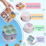 4-Piece Snack Boxes - Lunch Box - Bento Box - Divided Bento Boxes - Lunch Box - Salad Lunch Box - 4 Compartment Reusable Lunch Boxes - Sauce Container - For Children and Adults, Food Containers - For School, Work, Travel