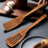 2 pieces - 33*6.5 cm - wooden spatulas - cooking utensil set - wok spatulas - spatula - kitchen utensils - flat wok pancake spatula - kitchen accessories - non-stick pan - brown