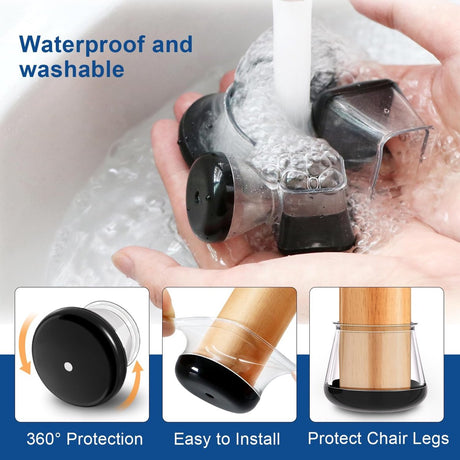 28 Pieces Chair Leg Protectors - Silicone Protective Caps - Chair Leg Protectors - Round Medium Silicone Chair Cushion - Anti-Scratch Felt - Furniture Cushions - Chair Leg Protectors - Carpet Chair Leg Cushions (fit: 20.1-30 mm) - Floor Protection - Black