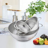 3-Piece Colander - Fine-mesh stainless steel colander - Sieve - on a stand - 2 handles - For draining, rinsing, and washing - Ideal for pasta, vegetables, and fruit - Durable and Dishwasher Safe - Easy Storage - Kitchen colander/sieve
