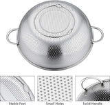 3-Piece Colander - Fine-mesh stainless steel colander - Sieve - on a stand - 2 handles - For draining, rinsing, and washing - Ideal for pasta, vegetables, and fruit - Durable and Dishwasher Safe - Easy Storage - Kitchen colander/sieve