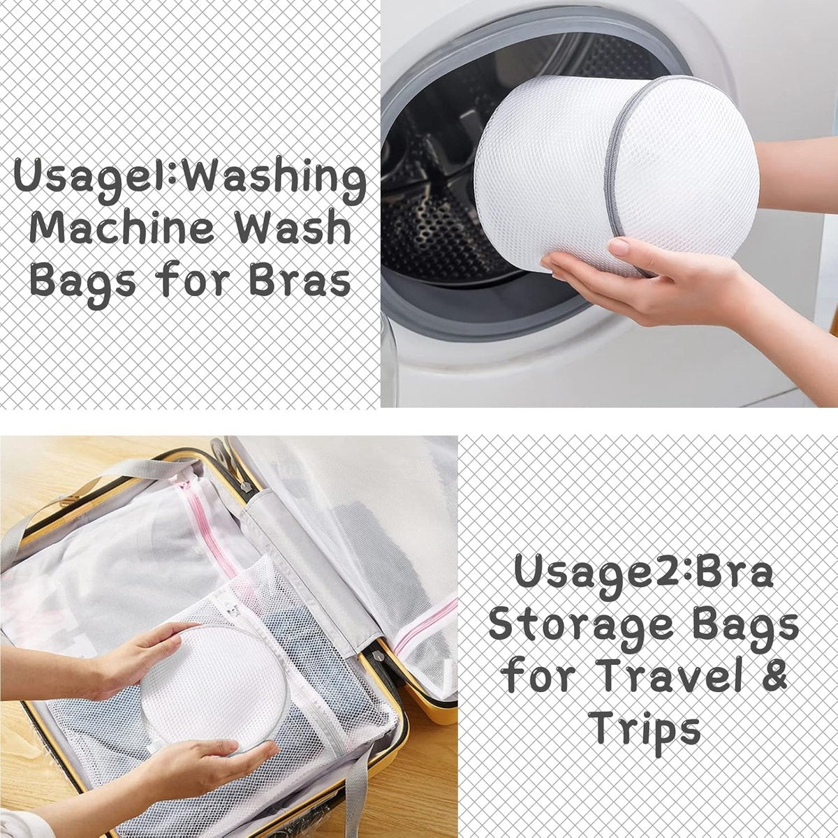 Laundry Bags Protection 3-Piece - For Bra, Underwear & Delicate Clothing - Shape-Retaining Mesh Bags