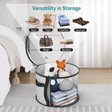 Hat Box - Hat Storage Box - Storage Box for Hats - Round Hat Boxes - Foldable Hat Storage Boxes - Stackable Hat Organizer - Baseball Cap Organizer - Hat Box - for up to 7 hats - perfect for your wardrobe - Grey
