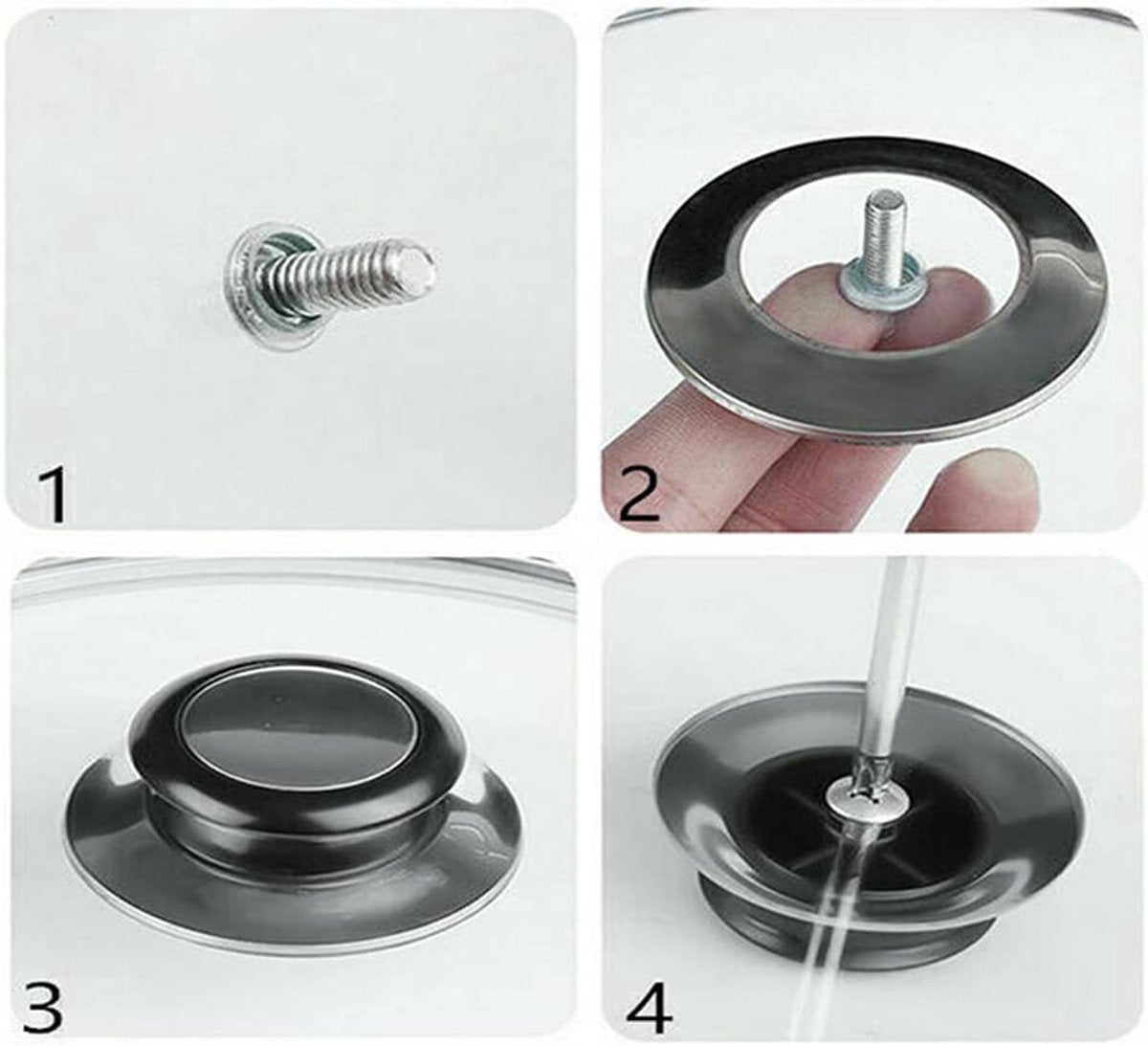 Pot Lid Knob - 8 Pieces - Universal Kitchen Knobs - Lid Knob - 5-12mm Universal - Stainless Steel - Lid Handle - Lid Knob - Pan Lid Holding Handle - Saucepan Lid Knobs - Kitchen Cookware Knob - Anti-Burn Knob