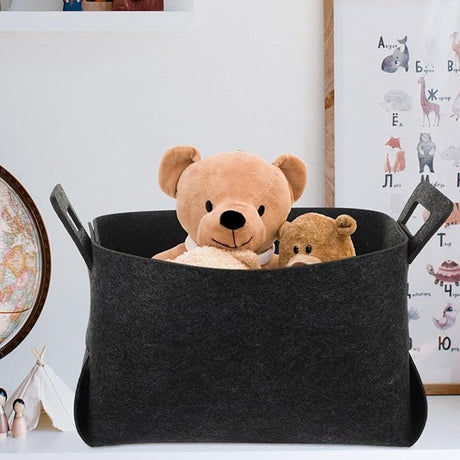 Storage Basket - Storage Box - Clothes Organizer - Wardrobe - 18*13*11cm - Small Storage Basket - Laundry Basket - Laundry Bag - Felt Cloth - Black - Home Decor - Storage Box - Closet Organizer