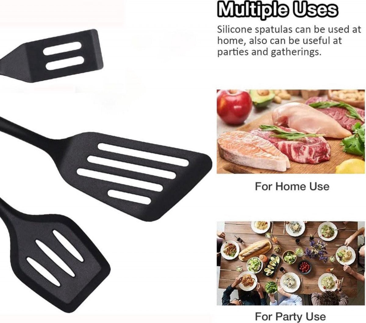 Spatulas - 3 pieces - Spatula Silicone - BPA free - Non-stick coating Silicone Cooking Utensil Set, Slotted spatula, heat resistant spatula, fish spatula, spatula kitchen utensils, for coated pots - Non-stick