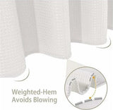 Waffle shower curtain - 80x180CM - White - With 6 plastic hooks - For bathroom and toilet - White - Anti-mold - Polyester - Cube Design - Shower curtain