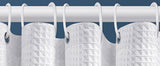 Waffle shower curtain - 80x180CM - White - With 6 plastic hooks - For bathroom and toilet - White - Anti-mold - Polyester - Cube Design - Shower curtain