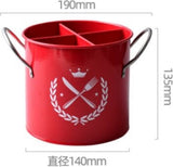 Kitchen Utensil Holder - Kitchen Utensil Organizer - Utensil Pot - Countertop Organizer - 19*13.5*14CM - with Handle and Removable Divider - Stainless Steel - Red - for Cookware Set, Ladles, Spatulas, and More