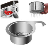 Colander - Sink Colander - 21*5.8 cm - Kitchen Utensils - Kitchen Colander - Silver - Stainless Steel - Sink Basket - Suitable for Kitchen Use