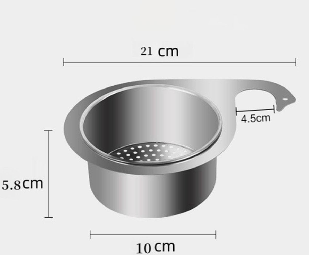Colander - Sink Colander - 21*5.8 cm - Kitchen Utensils - Kitchen Colander - Silver - Stainless Steel - Sink Basket - Suitable for Kitchen Use