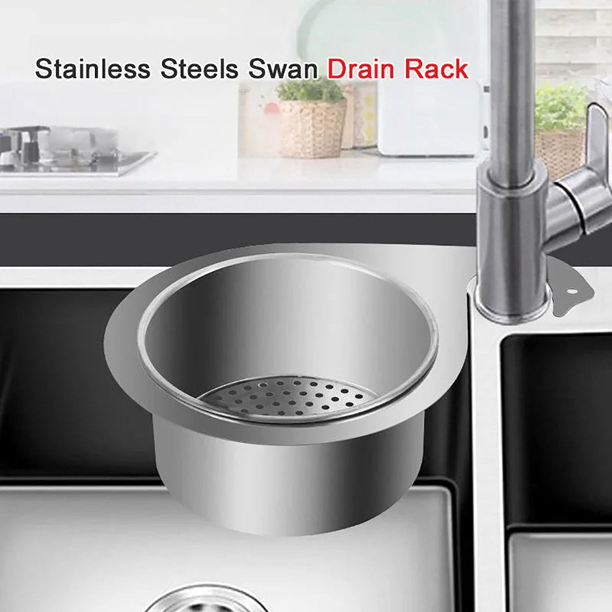 Colander - Sink Colander - 21*5.8 cm - Kitchen Utensils - Kitchen Colander - Silver - Stainless Steel - Sink Basket - Suitable for Kitchen Use
