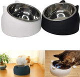 2 pieces - food bowls for cats - Dog food bowl - black, white - 200 ml - Drinking bowl for dogs and cats - Stainless steel - With cat head shape