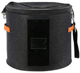 Hat box - storage boxes - Hat storage box - round - dark gray - 50 x 43 cm - felt - foldable - with lid and carrying handle and zipper - transparent window