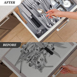 2 in 1 Storage Box - Cutlery Organizer - Cutlery Tray - Drawer Organizer - Multifunctional Cutlery Tray - Pull-out Cutlery Tray - Cutlery Tray Drawer Divider - Small Cutlery Tray for Kitchen - Storage Bins for Cutlery Storage - Gray - PP - 40.5*16.5*5.5cm