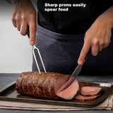 Waffle Fork - Meat Fork - Stainless Steel - With Handle - Serving Fork - Carving Fork - Waffle Iron Accessory - Cookware - Kitchen Utensils - For Grill Kitchen Turkey Roast Dinner - 30 cm - Black