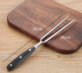 Waffle Fork - Meat Fork - Stainless Steel - With Handle - Serving Fork - Carving Fork - Waffle Iron Accessory - Cookware - Kitchen Utensils - For Grill Kitchen Turkey Roast Dinner - 30 cm - Black