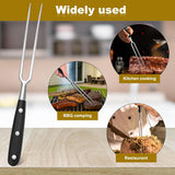 Waffle Fork - Meat Fork - Stainless Steel - With Handle - Serving Fork - Carving Fork - Waffle Iron Accessory - Cookware - Kitchen Utensils - For Grill Kitchen Turkey Roast Dinner - 30 cm - Black