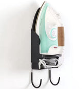 Ironing board holder - Hanging system for your ironing board AND iron - simple ironing board holder - black - plastic - Ironing board holder - Wall-mounted ironing board holder