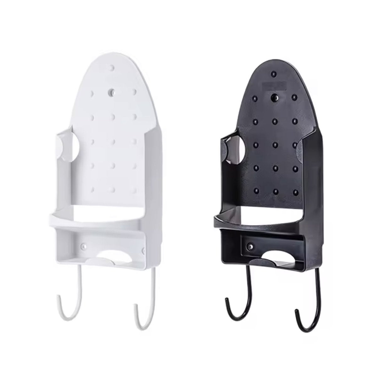 Ironing board holder - Hanging system for your ironing board AND iron - simple ironing board holder - black - plastic - Ironing board holder - Wall-mounted ironing board holder