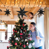 Hanging Christmas Decorations, 5 pcs Hanging Black Stars, Black Paper Star, 3 pcs Diameter 25cm, 2 pcs Diameter 40cm for Wedding, Christmas Party, DIY Black