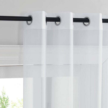 White Sheer Curtains Set of 2 132x160 cm Organza Tulle Eyelets Transparent Light Filter for Bedroom Kitchen