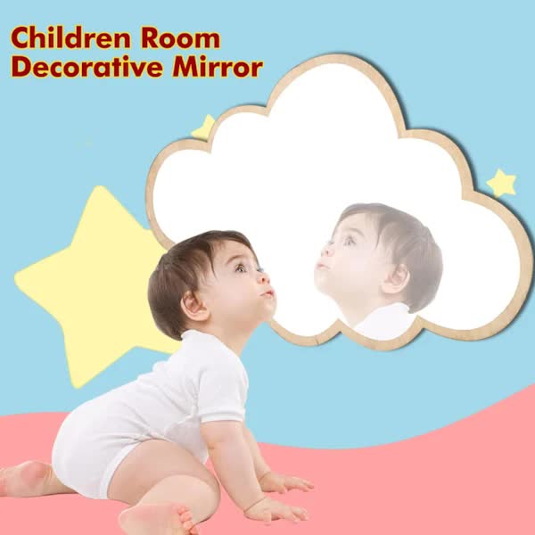 Clouds Wall Mirror for Kids Rooms, Child-Safe Real Acrylic Mirror, Nursery Decor