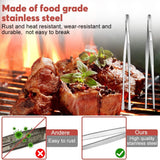 Kitchen Tongs, 2 Pieces BBQ Tongs with Serrated Tips, Kitchen Tongs, Stainless Steel, Long Tong, Professional Multi-Function, Straight Precision Tongs for Meats, Pasta Lining
