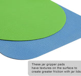 4pcs Jar Opener, Rubber, Multi-function Silicone Bottle Opener for Seniors with Arthritis Weak Hands Lid Cap Gripper Pads Kitchen Coasters Gadgets(Light Blue, Green)