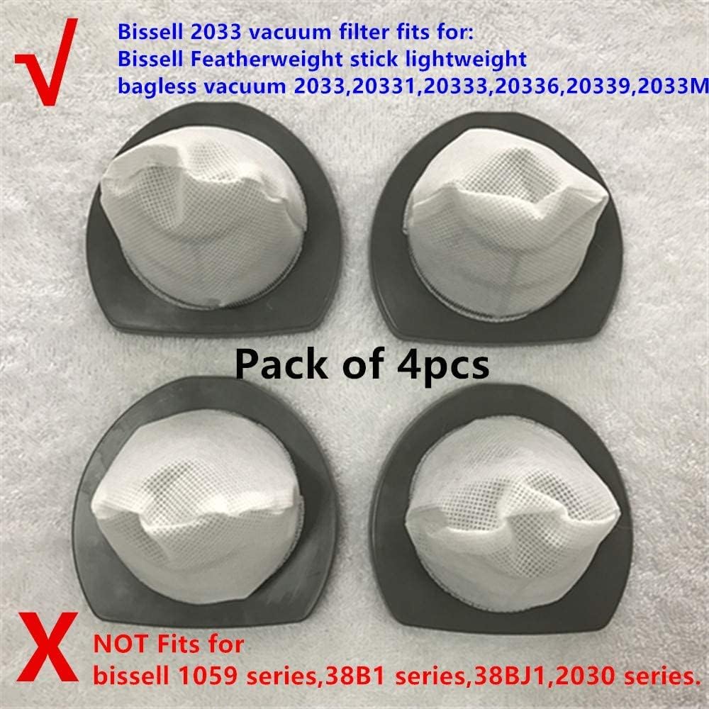 2033 Replacement filter fits for Bissell 2033 vacuum Filter Assembly for Bissell Featherweight Stick Lightweight Bagless Vac 2033,20331,20333,20336,20339,2033M Series #1611508-4 pack