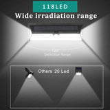 Solar Wall Light - 118 LED Solar Lamp 1000 Lumen Wall Light PIR Motion Sensor IP65 Waterproof Outdoor Garden..DEBUNS