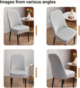 Curved Dining Room Chair Covers,Round Back Dining Chair Slipcovers, Curved Thick Plush Office Chair Covers Slipcovers, Wingback Dining Chair Covers Slipcovers Dining Room Chair Protectors(Silver gray,