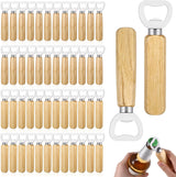 50 PCS Stainless Bottle Opener Bulk Wooden Beer Opener Set, Wood Handheld Heavy Duty Bottle Openers for Bartender Wedding Party Home Kitchen KTV Bar Restaurant