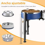 Dog Food Bowl Holder - Metal Food Bowl Holder - Adjustable Dog Food Bowl Holder - Double Food Bowl Holder - Suitable for Large, Medium, and Small Dogs - Black (Dog Food Bowl Not Included)