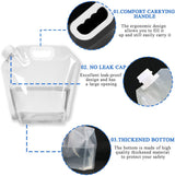 5L Collapsible Water Bag - Portable Water Container - Water Bottle - Kettle - 4-Pack Collapsible Water Jugs - Clear Plastic Water Bag with Handle for Camping, Emergencies, Hiking - Leak-Proof, Freezable Collapsible Water Container Bags