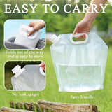 5L Collapsible Water Bag - Portable Water Container - Water Bottle - Kettle - 4-Pack Collapsible Water Jugs - Clear Plastic Water Bag with Handle for Camping, Emergencies, Hiking - Leak-Proof, Freezable Collapsible Water Container Bags