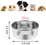 Pet Food Bowl - Stainless Steel Food Bowl - Hanging Food Bowl - with Clip Holder - Suitable for dogs, birds, parrots, cats and rabbits.