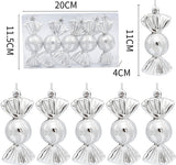Christmas Decorations - Christmas Decorations - Painted Candy Christmas Tree Decorations - Silver (5 per box)