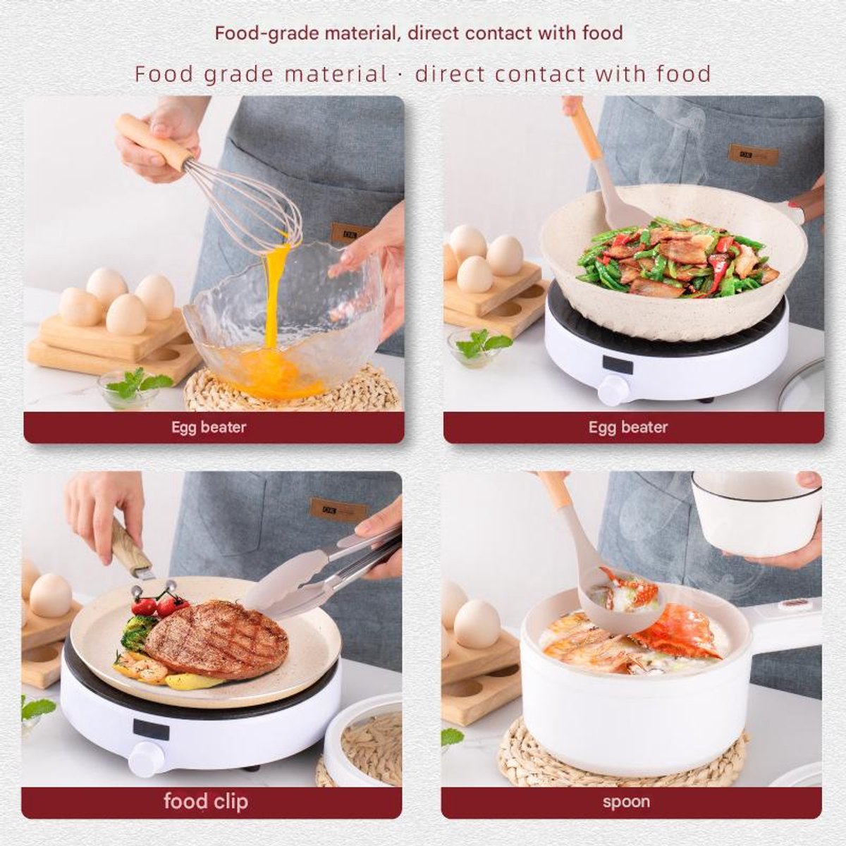 Set of 12 Silicone Kitchen Utensils with Wooden Handle - Storage Bucket - Non-Stick Pan & Kitchen Utensils - Cooking Spatula and Spoon Set