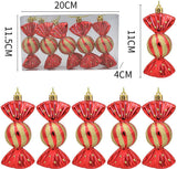 Christmas Decorations - Christmas Decorations - Painted Candy Christmas Tree Decorations - Red (5 per box)